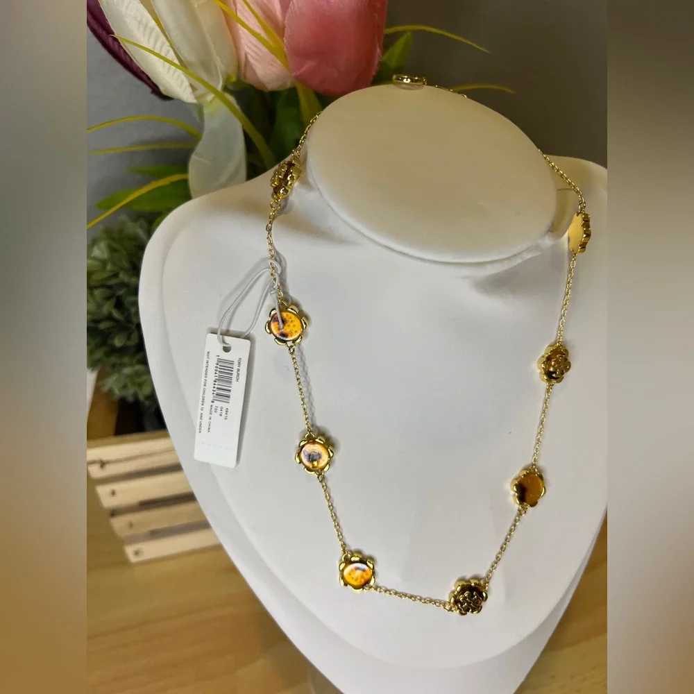 Tory Burch Tortoiseshell Logo Necklace - Picture 3 of 5